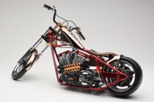 Harley-Davidson West Coast Choppers Diablo Soft Tail Oro Rosso Minichamps 1:5 JJ04-05-03 Pressofusione — immagine 4 di 6