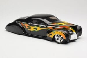 Lincoln Zephyr Scrape Custom Nero con Fiamme Hot Wheels 1:18 57319 Pressofusione — immagine 6 di 8