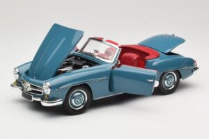 Mercedes 190 SL W121 Blu Minichamps 1:18 103037033 Pressofusione — immagine 2 di 8