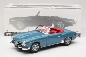 Mercedes 190 SL W121 Blu Minichamps 1:18 103037033 Pressofusione — immagine 8 di 8