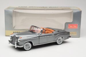 Mercedes 220 SE W128 Cabriolet Grey Metallic Sun Star 1:18 3352-M1 Pressofusione — immagine 8 di 8