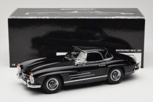 Mercedes 300 SL W198 Roadster With Hardtop Nero Minichamps 1:18 180039040 Pressofusione — immagine 8 di 8