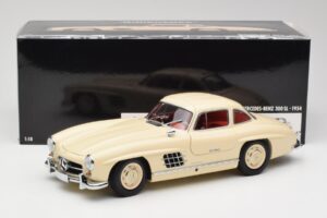 Mercedes 300 SL W198 Crema Con Interni Rossi Minichamps 1:18 180039002 Pressofusione — immagine 8 di 8