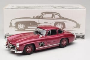 Mercedes 300 SL W198 Rosso Fuoco Minichamps 1:18 180039008 Pressofusione — immagine 8 di 8