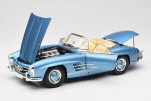 Mercedes 300 SL W198 Roadster Hardtop Light Blue Metallic Minichamps 1:18 180039042 Pressofusione — immagine 2 di 9