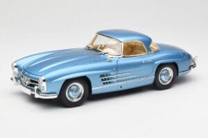 Mercedes 300 SL W198 Roadster Hardtop Light Blue Metallic Minichamps 1:18 180039042 Pressofusione — immagine 3 di 9