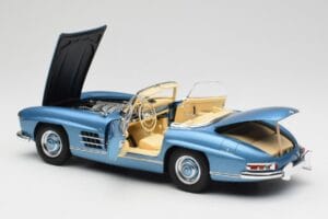 Mercedes 300 SL W198 Roadster Hardtop Light Blue Metallic Minichamps 1:18 180039042 Pressofusione — immagine 6 di 9