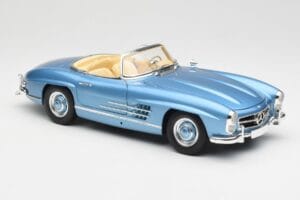 Mercedes 300 SL W198 Roadster Hardtop Light Blue Metallic Minichamps 1:18 180039042 Pressofusione — immagine 7 di 9