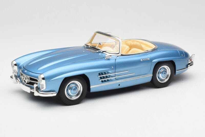 Mercedes 300 SL W198 Roadster Hardtop Light Blue Metallic Minichamps 1:18 180039042 Pressofusione