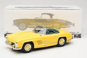Mercedes 300 SL W198 Roadster Hardtop Signal Yellow Minichamps 1:18 180039044 Pressofusione — immagine 9 di 9