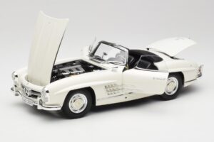 Mercedes 300 SL W198 Roadster Bianco Con Cappotta Morbida Minichamps 1:18 180039034 Pressofusione — immagine 2 di 9