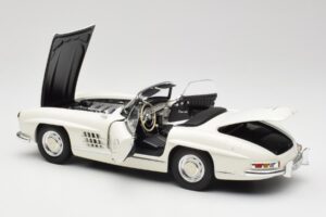 Mercedes 300 SL W198 Roadster Bianco Con Cappotta Morbida Minichamps 1:18 180039034 Pressofusione — immagine 6 di 9