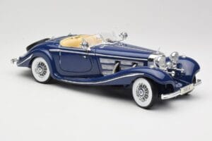 Mercedes 500K Special Roadster Blu Maisto 1:18 56059 Pressofusione — immagine 6 di 8