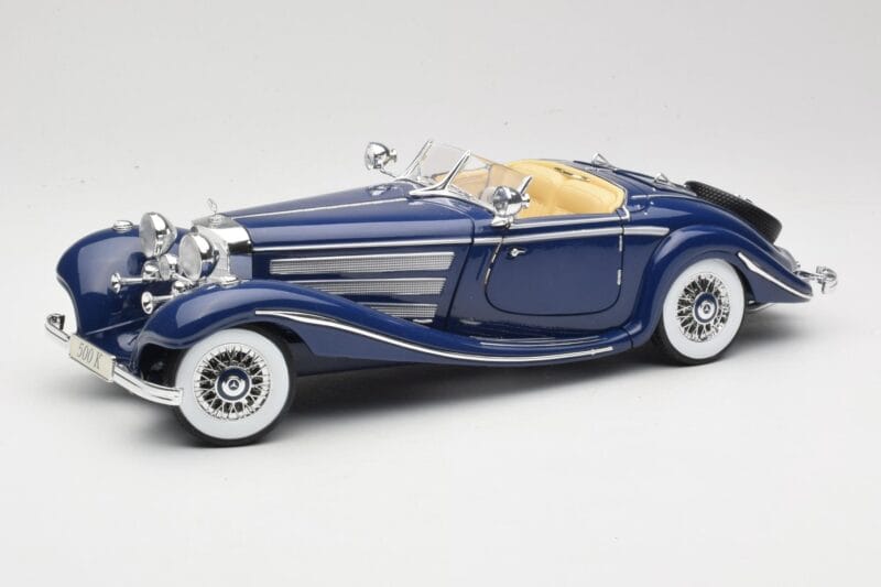 Mercedes 500K Special Roadster Blu Maisto 1:18 56059 Pressofusione