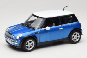 Mini Cooper R50 Blu con Tetto Bianco Mondo Motors 1:18 MINI004 Pressofusione
