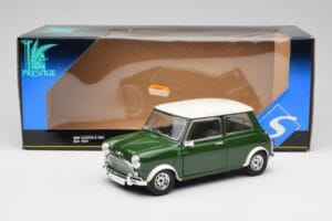 Mini Cooper S British Racing Verde & Old English Bianco Solido 1:18 8021 Pressofusione — immagine 8 di 8