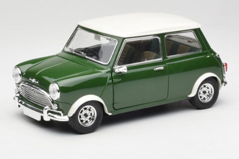 Mini Cooper S British Racing Verde & Old English Bianco Solido 1:18 8021 Pressofusione
