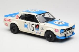 Nissan Skyline 2000GT-R KPGC10 #15 K. Takahashi Nissan Works JTCC 1972 Kyosho 1:18 08122B Pressofusione — immagine 6 di 8