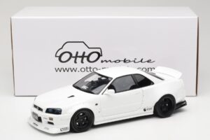 Nissan Skyline GT-R BNR34 by KRC Pearl White Otto 1:18 OT1135 Resina — immagine 6 di 6