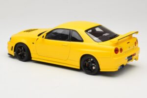 Nissan Skyline GT-R R34 Customized Version Giallo MotorHelix 1:18 M83412 Pressofusione — immagine 7 di 8
