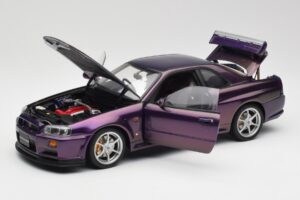Nissan Skyline GT-R R34 V-Spec Midnight Viola AUTOart 1:18 77305 Pressofusione — immagine 2 di 8