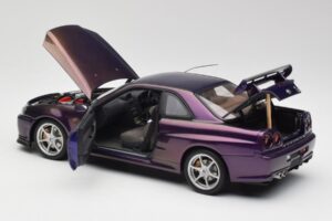 Nissan Skyline GT-R R34 V-Spec Midnight Viola AUTOart 1:18 77305 Pressofusione — immagine 5 di 8