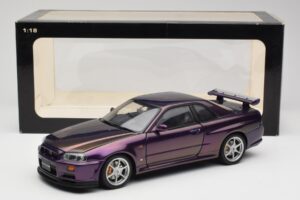 Nissan Skyline GT-R R34 V-Spec Midnight Viola AUTOart 1:18 77305 Pressofusione — immagine 8 di 8
