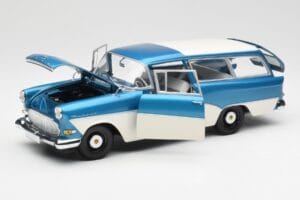 Opel Rekord P1 Caravan Blu Metallizzato Minichamps 1:18 180043210 Pressofusione — immagine 2 di 8