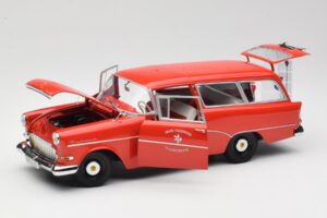 Opel Rekord P1 Caravan Feuerwehr Neuenkirchen Minichamps 1:18 180043291 Pressofusione — immagine 2 di 8