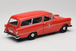 Opel Rekord P1 Caravan Feuerwehr Neuenkirchen Minichamps 1:18 180043291 Pressofusione — immagine 3 di 8