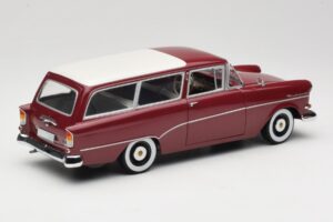 Opel Rekord P1 Caravan Rosso Minichamps 1:18 180043211 Pressofusione — immagine 3 di 8