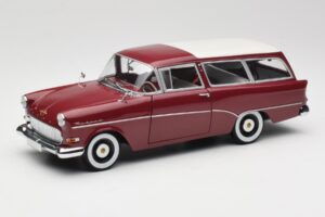Opel Rekord P1 Caravan Rosso Minichamps 1:18 180043211 Pressofusione