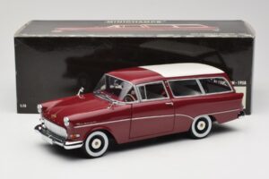 Opel Rekord P1 Caravan Rosso Minichamps 1:18 180043211 Pressofusione — immagine 8 di 8