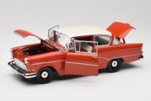 Opel Rekord P1 Rosso Minichamps 1:18 180043201 Pressofusione — immagine 2 di 8
