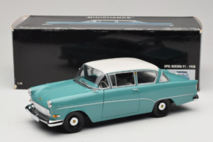 Opel Rekord P1 Blu Turchese Minichamps 1:18 180043200 Pressofusione — immagine 8 di 8