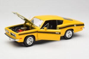 Plymouth Barracuda Giallo Road Legends 1:18 92178 Pressofusione — immagine 2 di 8