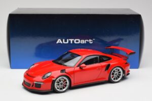 Porsche 911 991 GT3 RS Guards Rosso Cerchi Argento AUTOart 1:18 78165 Pressofusione — immagine 8 di 8