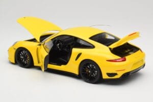 Porsche 911 991 Turbo S Giallo Con Cerchi Neri Minichamps 1:18 110062321 Pressofusione — immagine 5 di 8