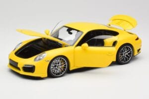 Porsche 911 991 Turbo S Giallo Con Cerchi Argento Minichamps 1:18 110062322 Pressofusione — immagine 2 di 8