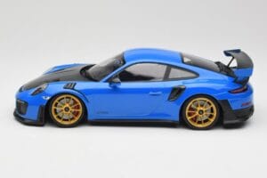 Porsche 911 991.2 GT2 RS Blu con Cerchi Dorati Minichamps 1:18 155068302 Pressofusione — immagine 3 di 6