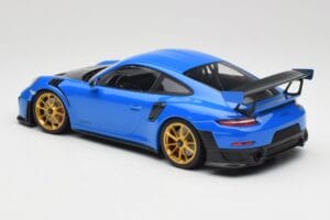 Porsche 911 991.2 GT2 RS Blu con Cerchi Dorati Minichamps 1:18 155068302 Pressofusione — immagine 5 di 6