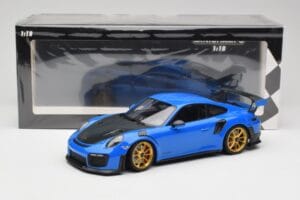 Porsche 911 991.2 GT2 RS Blu con Cerchi Dorati Minichamps 1:18 155068302 Pressofusione — immagine 6 di 6