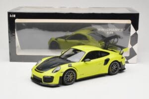 Porsche 911 991.2 GT2 RS Verde Lime con Cerchi Argento Minichamps 1:18 155068309 Pressofusione — immagine 6 di 6