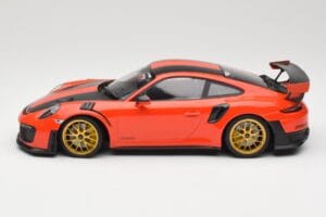 Porsche 911 991.2 GT2 RS Arancione Weissach Package Cerchi Dorati Minichamps 1:18 155068305 Pressofusione — immagine 3 di 6