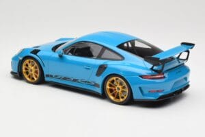 Porsche 911 991.2 GT3 RS Blu con Cerchi Dorati Minichamps 1:18 155068222 Pressofusione — immagine 5 di 6