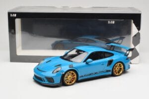 Porsche 911 991.2 GT3 RS Blu con Cerchi Dorati Minichamps 1:18 155068222 Pressofusione — immagine 6 di 6