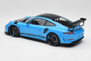 Porsche 911 991.2 GT3 RS Miami Blu Weissach Package & Cerchi Magnesio Neri Minichamps 1:18 153068231 Pressofusione — immagine 5 di 6