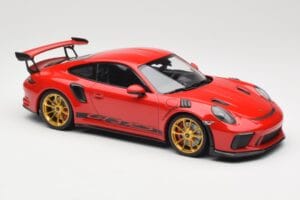 Porsche 911 991.2 GT3 RS Rosso con Cerchi Dorati Minichamps 1:18 155068220 Pressofusione — immagine 4 di 6