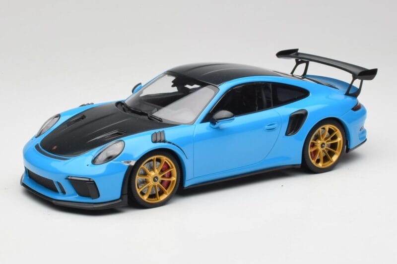 Porsche 911 991.2 GT3 RS Weissach Package Blu & Cerchi Dorati Minichamps 1:18 153068232 Pressofusione