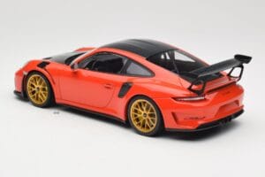 Porsche 911 991.2 GT3 RS Weissach Package Lava Orange Cerchi Magnesio Dorati Minichamps 1:18 153068227 Pressofusione — immagine 5 di 6